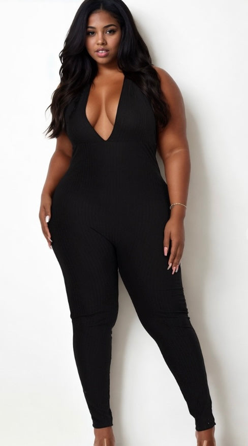 Halter V Neck Jumpsuit