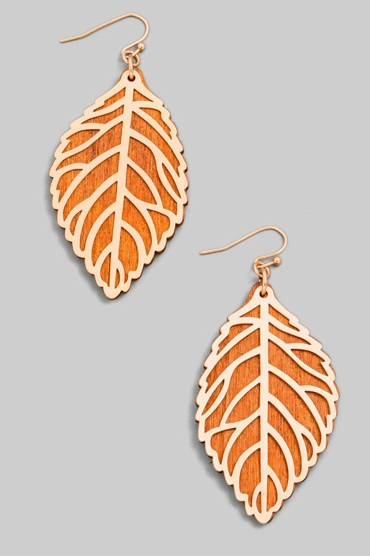 Leaf Wooden Earrings